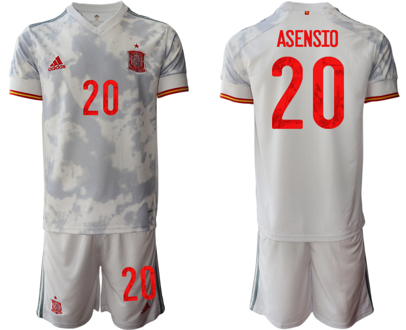 Men 2021 European Cup Spain away white #20 Soccer Jersey->spain jersey->Soccer Country Jersey
